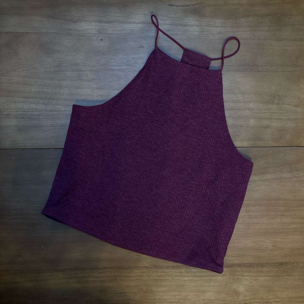 Me to We Burgundy Halter Neck Cropped Top